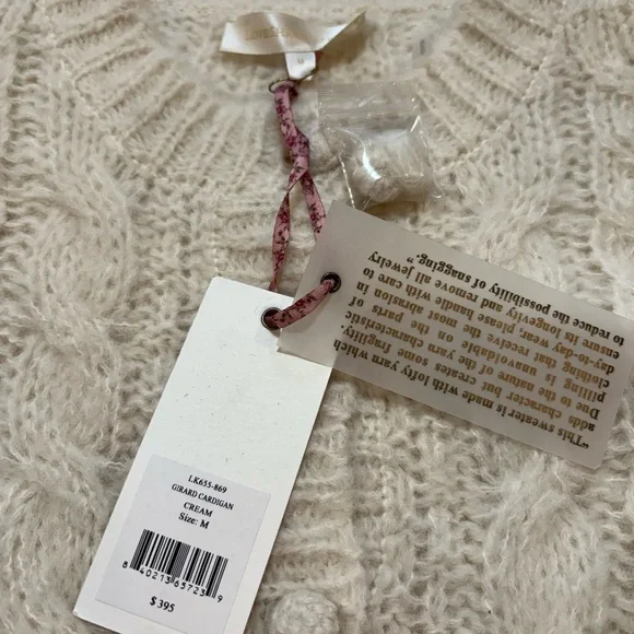 Love Shack Fancy Girard Cream Cable Knit Sweater - Picture 3 of 3